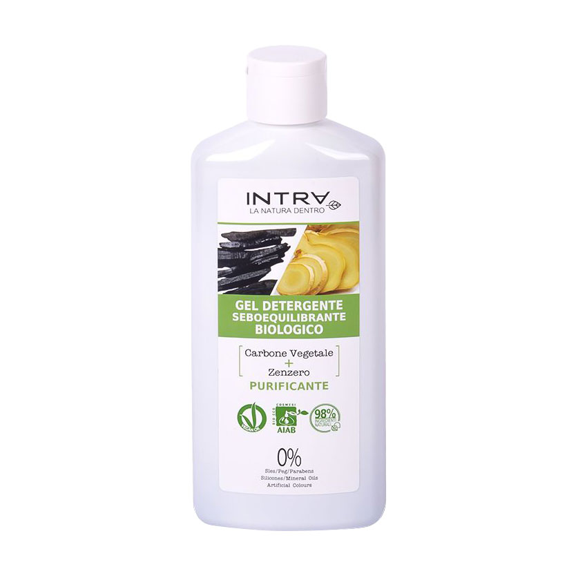 Гель для вмивання Intra Activated Charcoal &amp; Ginger Зволожувальний, для комбінованої та жирної шкіри обличчя, 200 мл